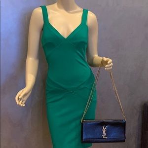 Hunter green, Diana Von Furstenberg dress.